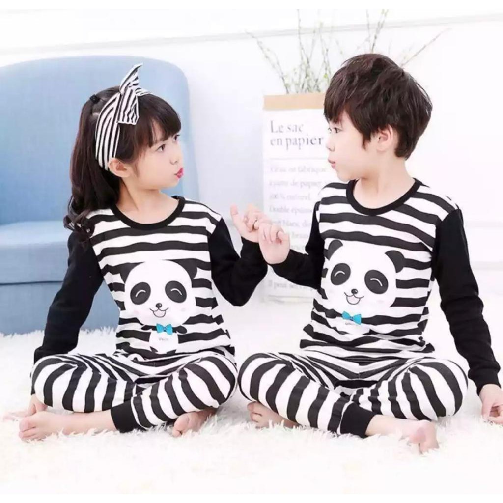 SETELAN ANAK BAJU ANAK ANAK 1-5 TAHUN SETELAN PANDA SALUR PIYAMA KAOS ANAK BAJU TIDUR ANAK