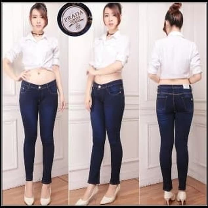 Termurah & Terlaris celana jeans skinny prada wanita - Navy 27