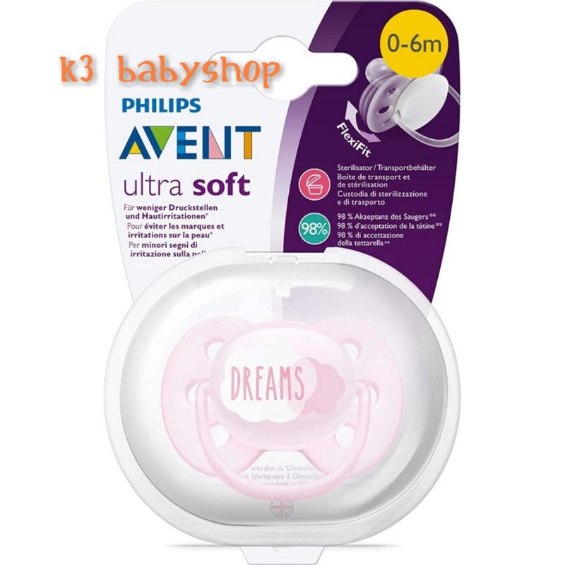 Empeng Avent Pacifier Soother 0-6m Star Glow in The Dark Night Time-1