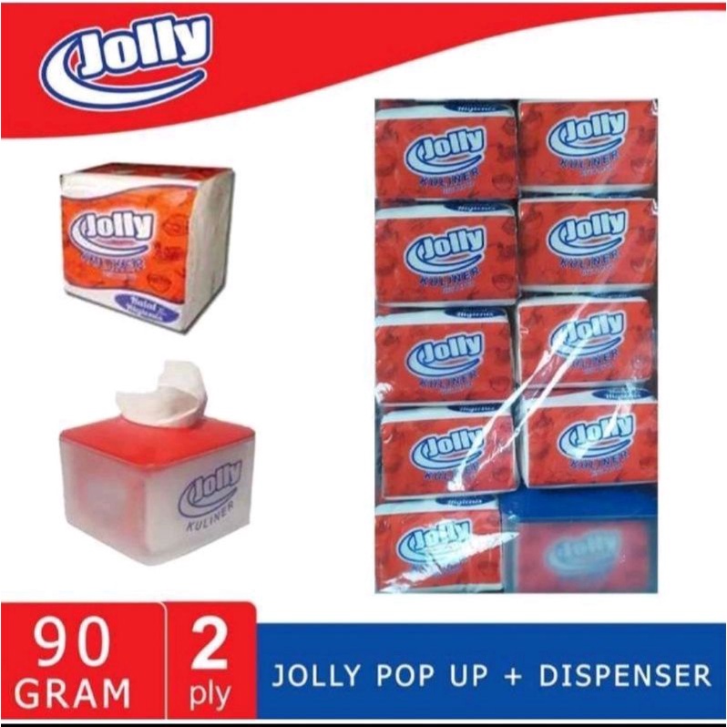 TISSUE JOLLY POP UP 10PCS+DISPENSER