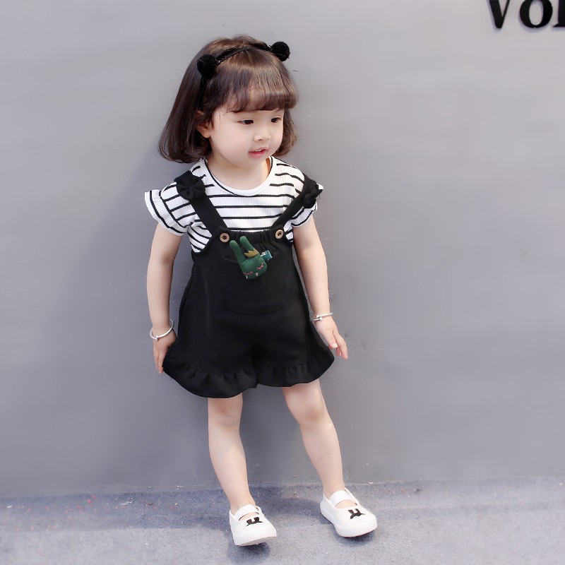 Baju Anak Perempuan Import Striped - Setelan Anak Perempuan Celana Kodok Jumpsuit Umur 1 2 3 4 Tahun