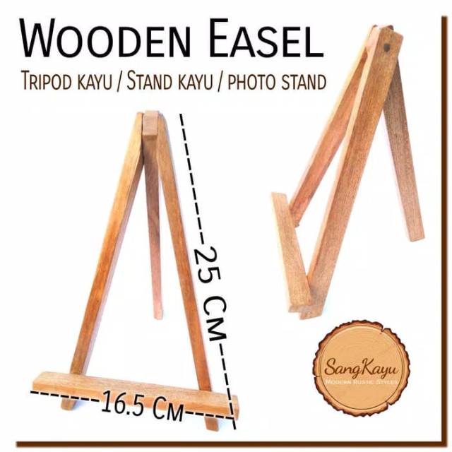 Wooden easel 25x16.5 Cm Stand kayu tripod kayu photo stand lukis