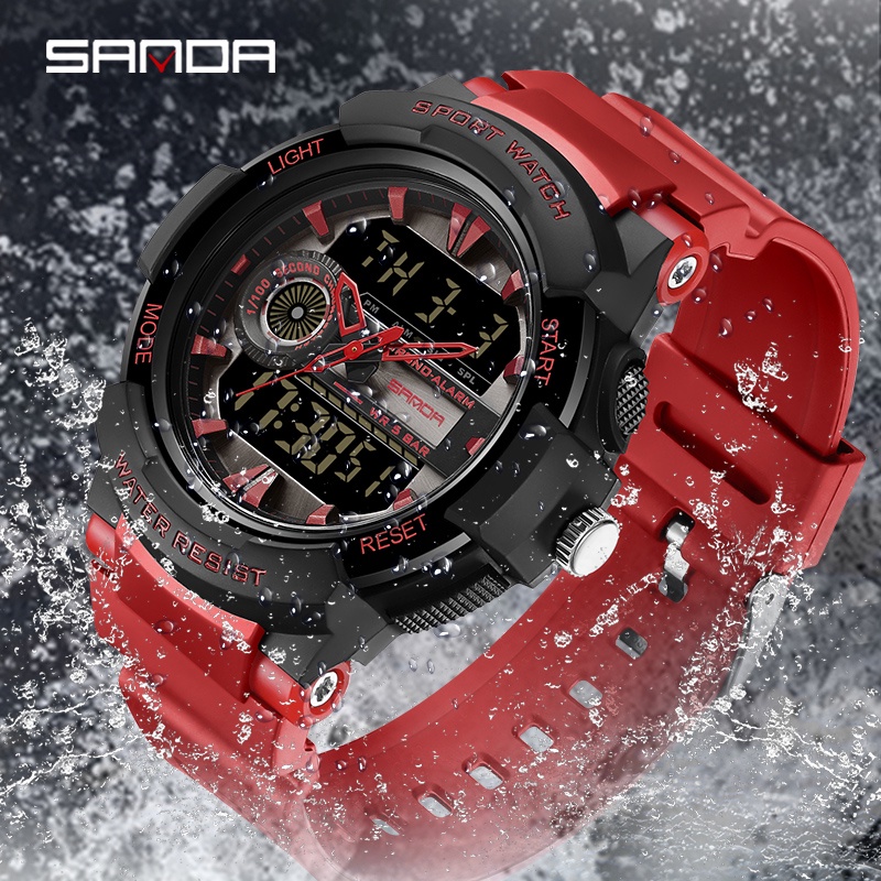 SANDA 6082 Jam Tangan Pria Digital Analog Tali Rubber Shockproof Anti Air WATCHKITE WKOS