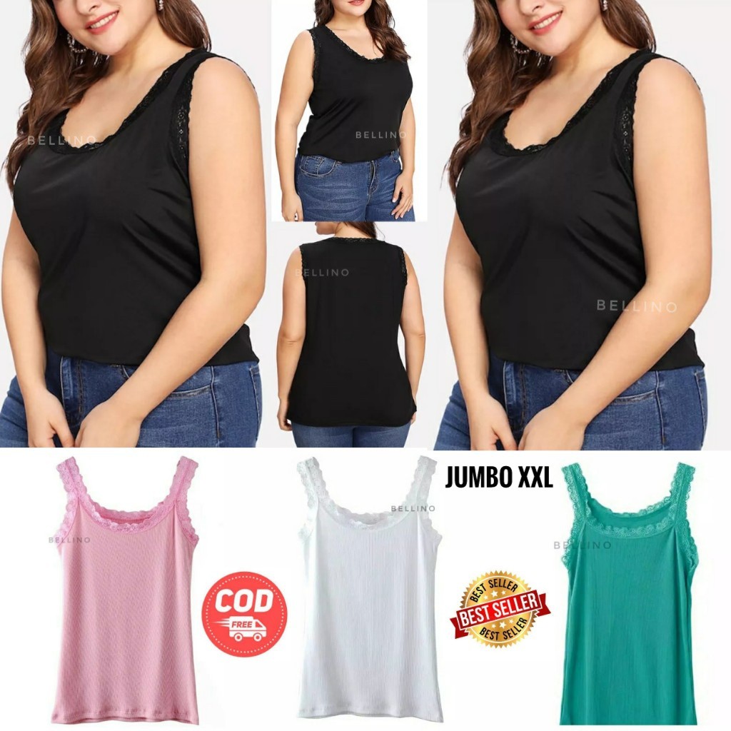 Camisol Tank Top Jumbo Renda Fit to XXL Viorano Super Soft Tanktop Jumbo Wanita Viorano Tangtop Adem-2