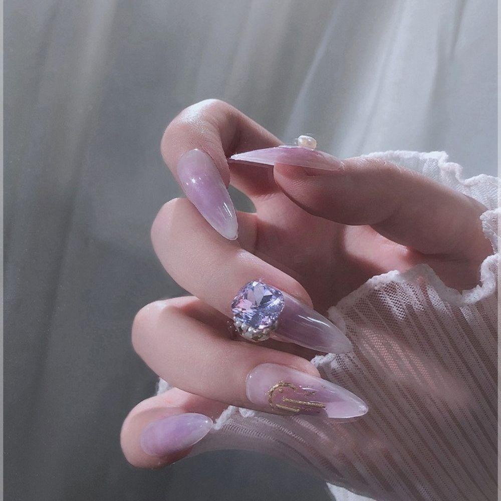 Augustina Paku Charms Menunjuk Bawah Kristal Kuku Kecantikan Hiasan Kuku Manikur Aksesoris DIY Bahan Kuku Nail Art Berlian Imitasi