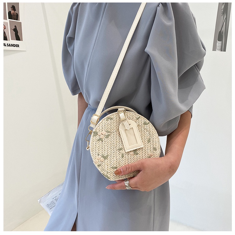 Tas Selempang Kulit Bahan Anyaman Motif Bunga Aster dan Lace Gaya Korea Import [Kirim dari Jakarta]