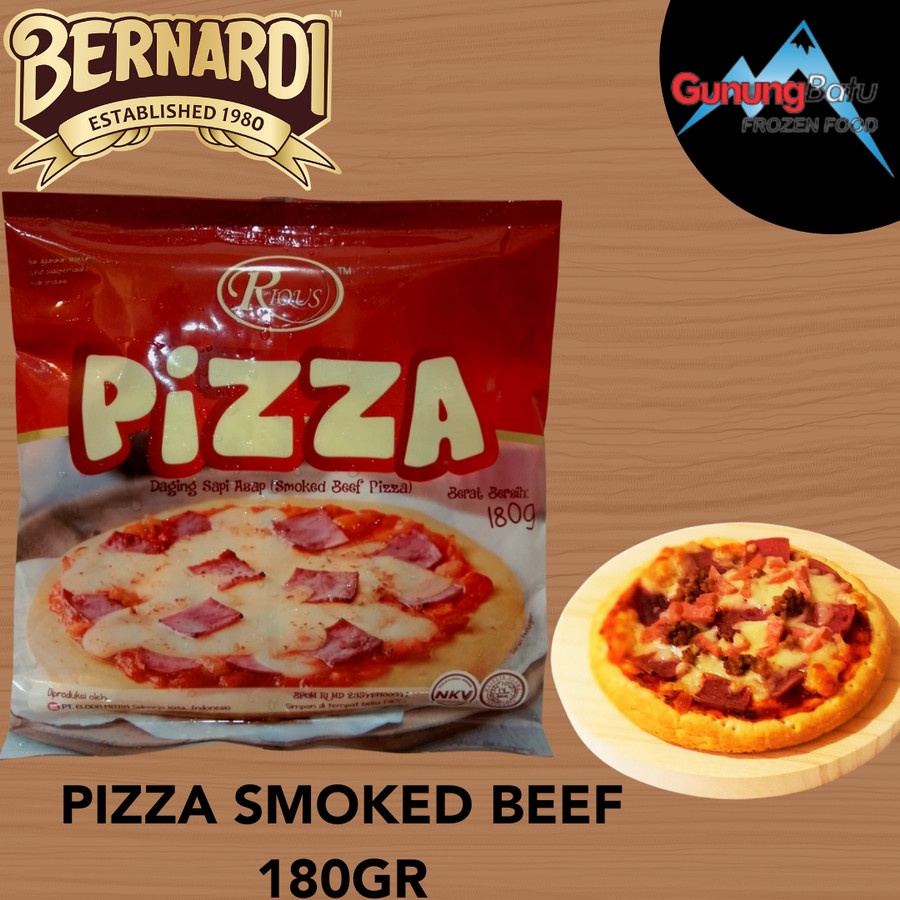 

BERNARDI RIOUS PIZZA SMOKED BEEF (PIZZA DAGING SAPI ASAP) 180GR DAN FIESTA PIZZA 2 VARIANS