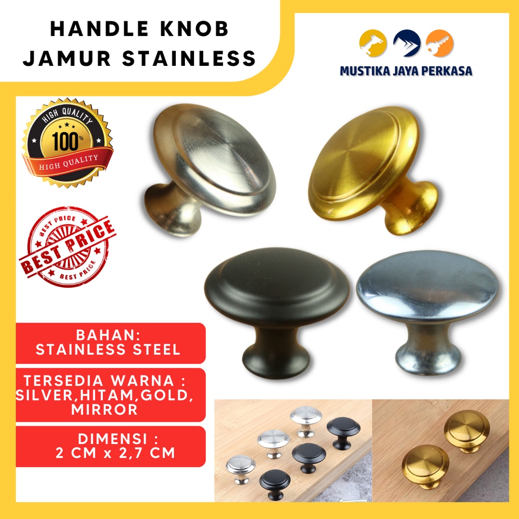 Handle Tarikan Knob Jamur Stainless Besi Murah Pegangan Laci Lemari