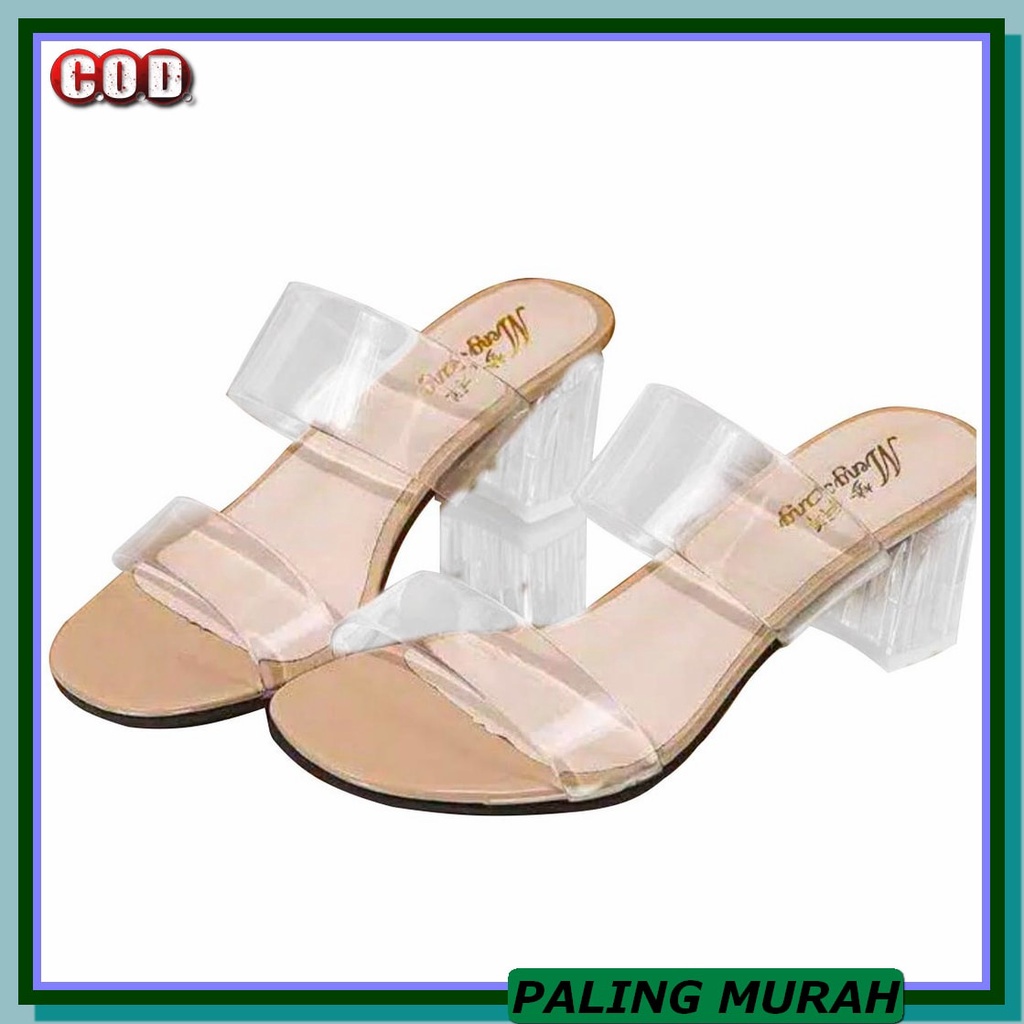 Sepatu Sandal Heels Import Zara Zr H131 Nude Black High Heels - N QF935 Hak Kaca Wanita Jelly R 38