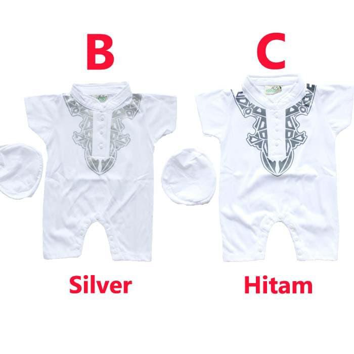 59 Baju Koko Bayi Romper Jumper Koko Putih Newborn - Warna B Silver