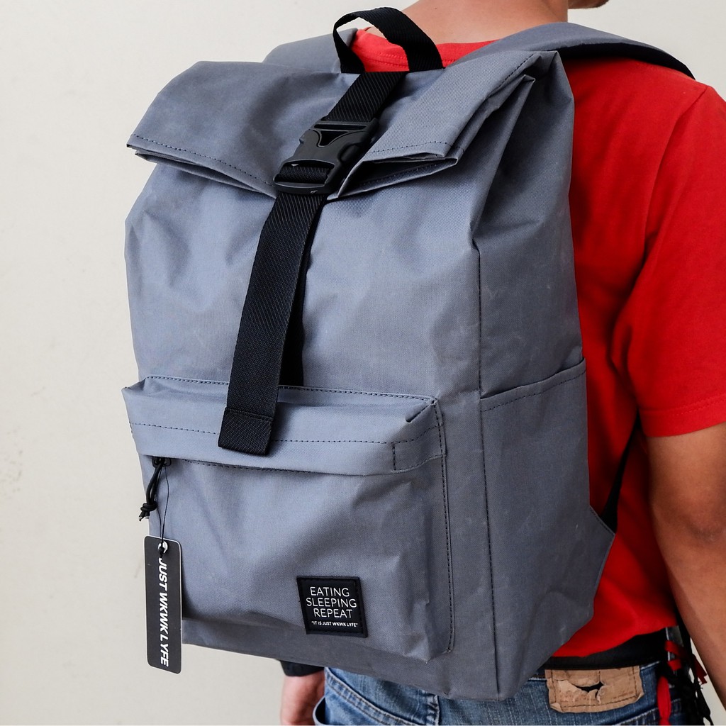 Tas Punggung Roltop Backpack Ransel Warna Grey