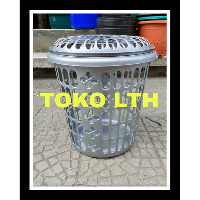 KERANJANG BAJU PAKAIAN KOTOR BULAT TUTUP LAUNDRY BASKET HAMPER