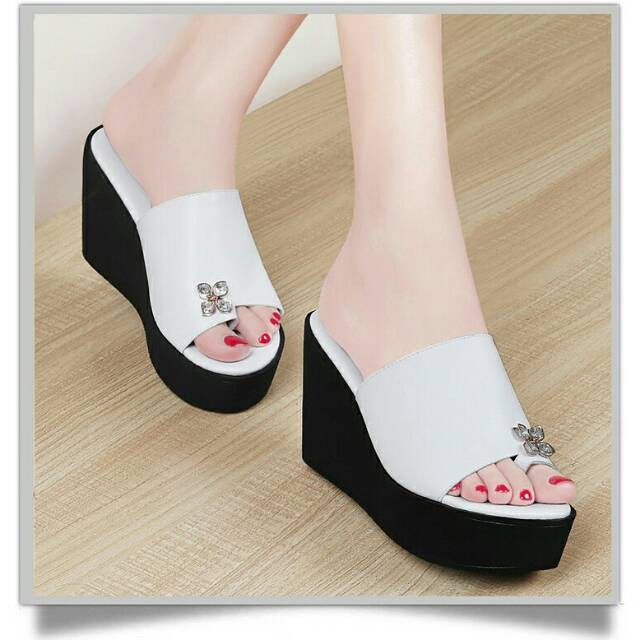 SEPATU KEKINIAN CASUAL FORMAL KERJA MURAH /  ed23 wedges permata