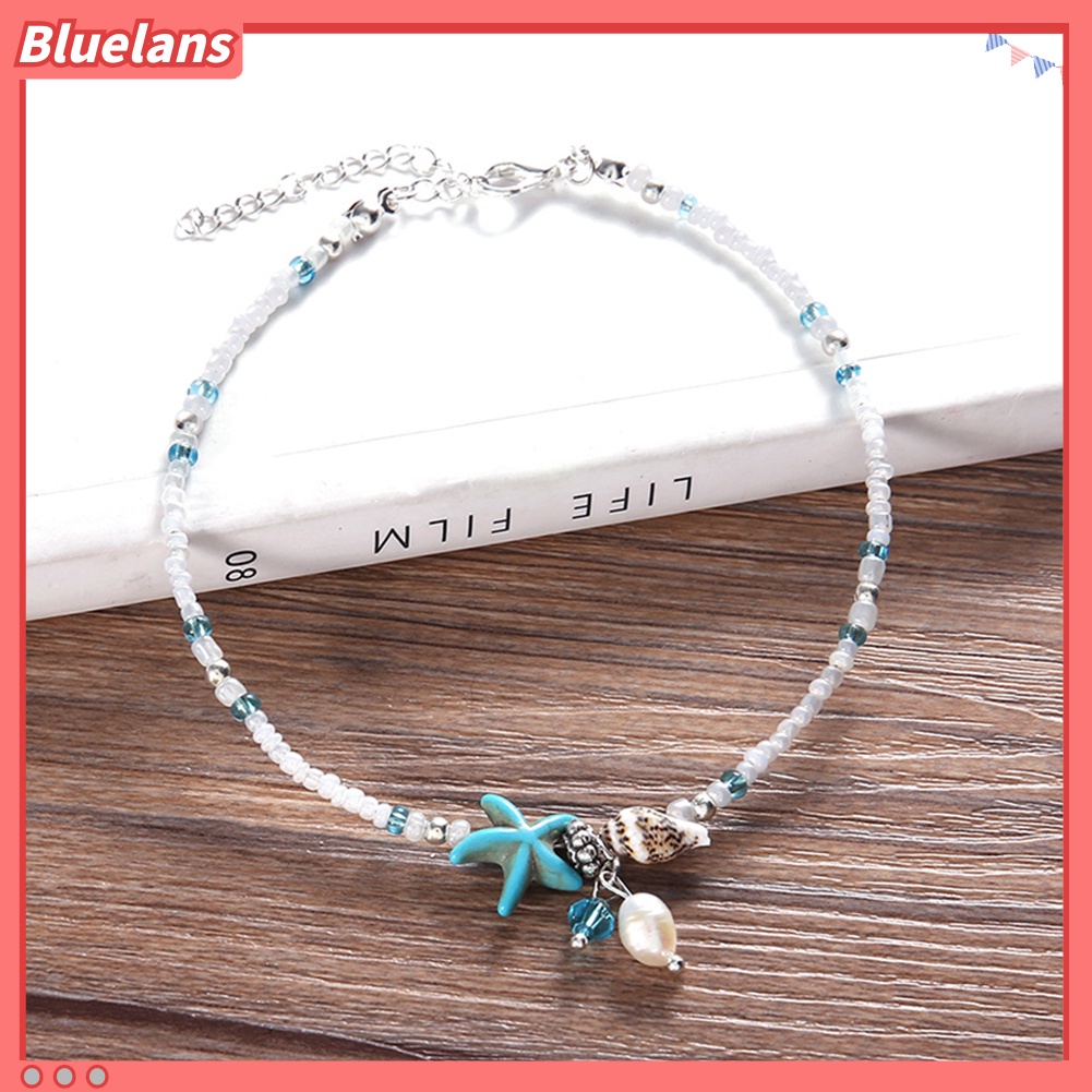 Bluelans Boho Lady Beaded Starfish Charm Barefoot Sandal Foot Chain Anklet Ankle Bracelet