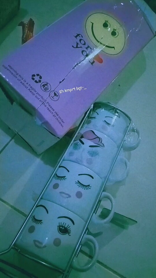 Babee Mug Keramik Set 4 Susun Size S / Cangkir Gelas 4 Susun Banyak Motif / Mug Teh Kopi / Kado Unik