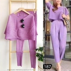 Setelan celana kaos plisket premium ld 120 cm