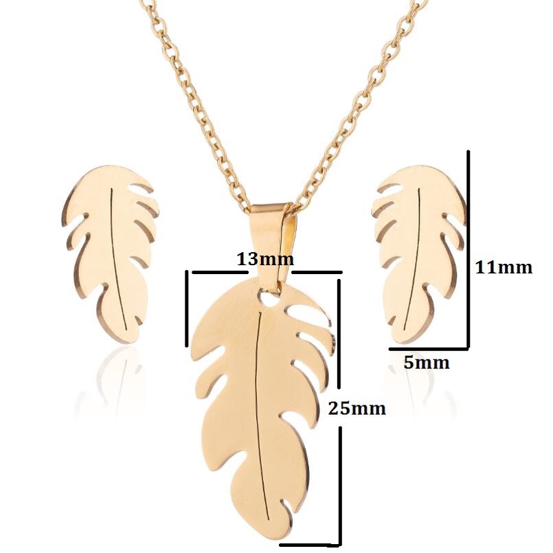 Kalung Rantai Dengan Liontin Bentuk Bulu Warna Emas Untuk Wanita