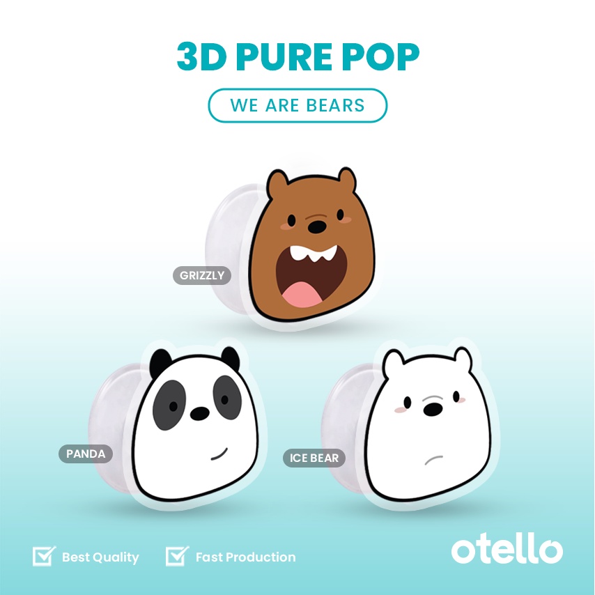 Otello Griptok We Bare Bears WBB Akrilik Phone Grip Pop Stand Socket Acrylic HP Karakter Lucu