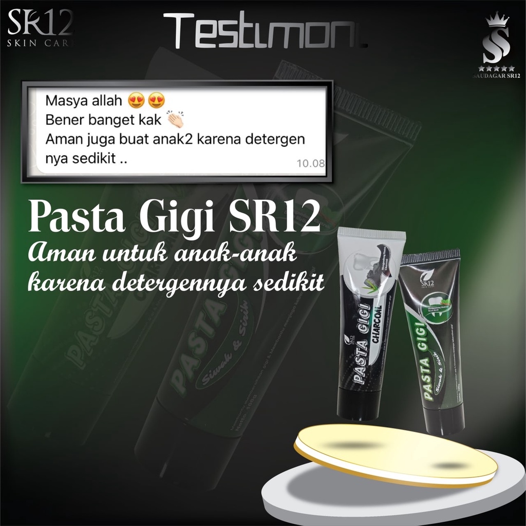 Pasta gigi siwak Sr12 Mencegah gigi berlubang Merawat gigi Membersihkan gigi Mengatasi bau mulut 170gr Bpom Saudagarsr12