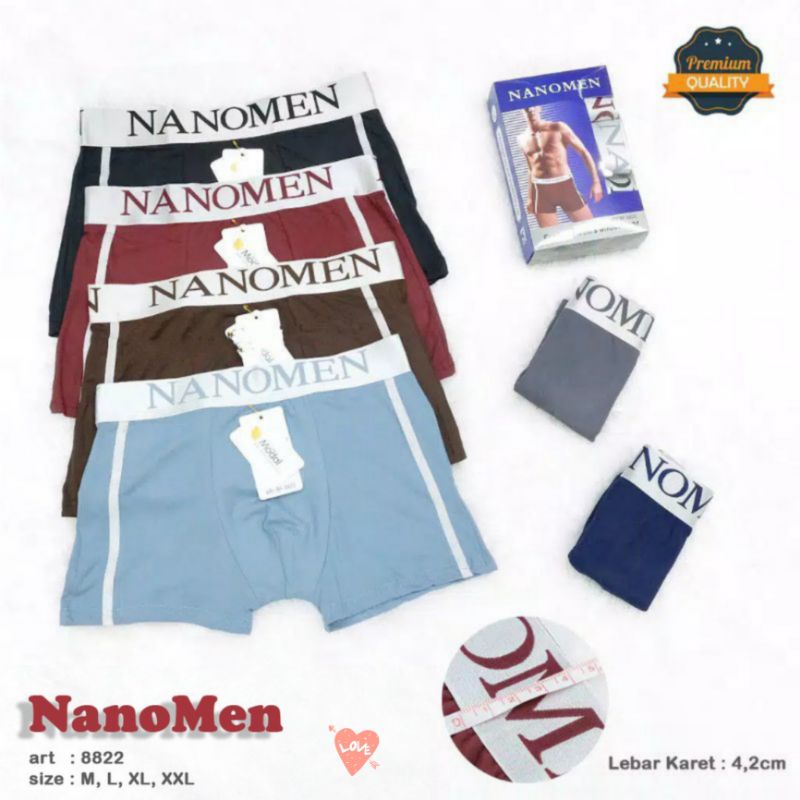 NANOMEN - Celana Dalam Boxer Cowok / CD Pria Segiempat / Boxer List Samping Art NM 8822