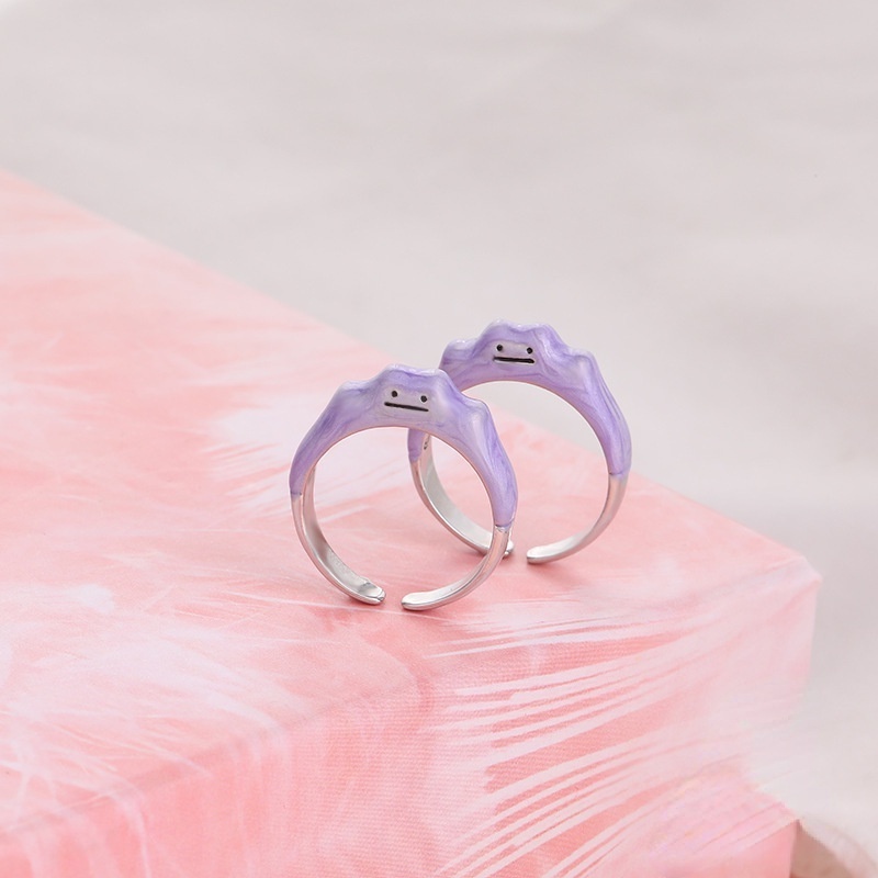 Cincin Desain Smiley Warna Ungu Untuk Hadiah