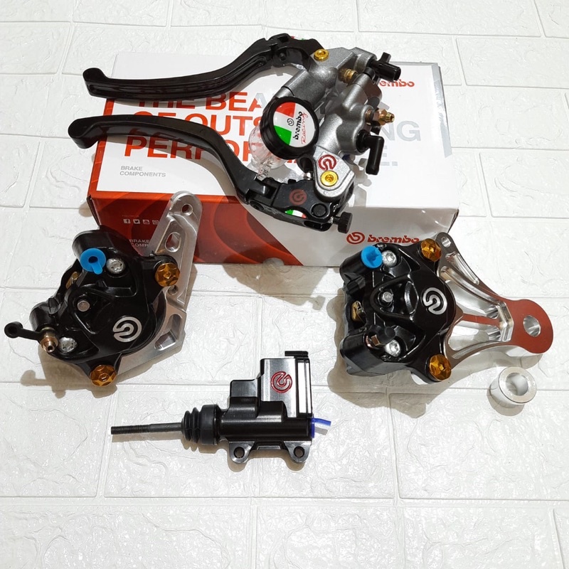 PAKET PENGEREMAN FULL SET NINJA R NINJA RR 150 MASTER REM+KALIPER DAN BREKET DEPAN BELAKANG TONJOKAN