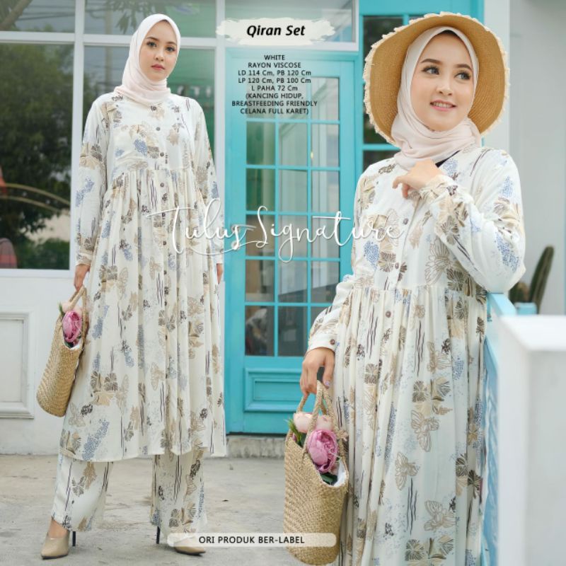 QIRAN SET BY TULUS SIGNATURE | BAJU SETELAN LONG TUNIK MOTIF BUNGA CANTIK TRENDY