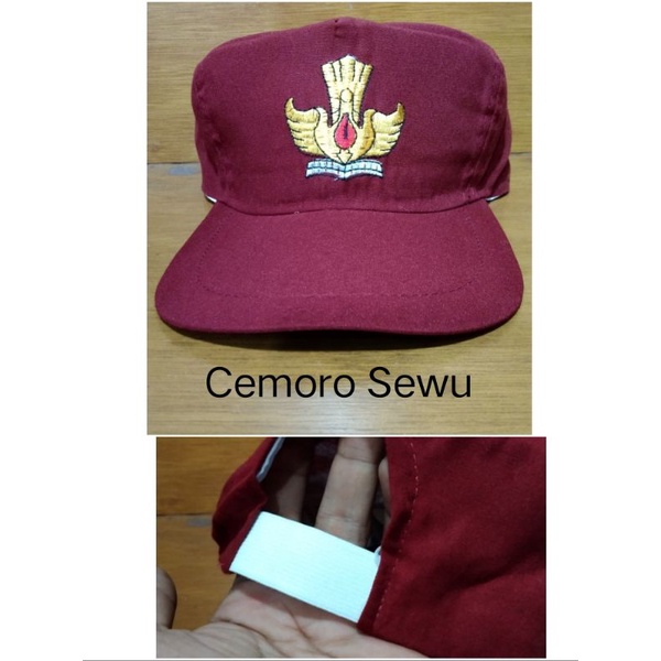 topi seragam SD topi sekolah merah full loggo bordir tut wuri handayani