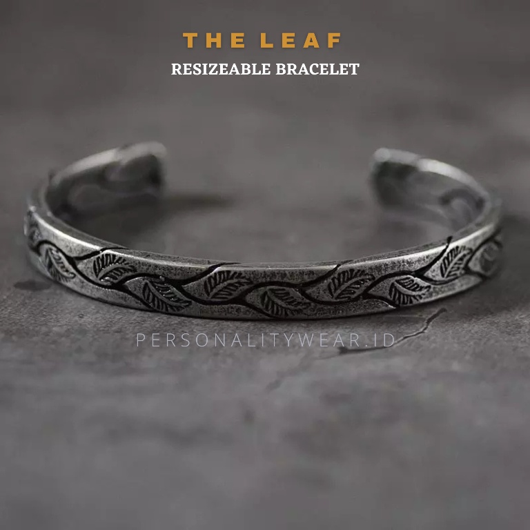 Gelang Bangle Pria Wanita Cowok Cewek Keren Kekinian Anti Karat THE LEAF