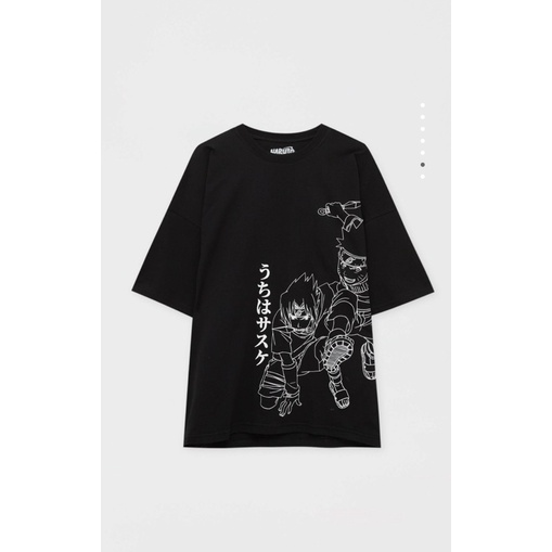 Tshirt Pull and Bear Naruto Black Original Store + Free Paperbag