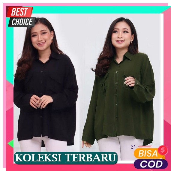 Kemeja Oversize Wanita Korea Ryu Shirt Original By Basic | Puffy Blouse| Kemeja Satin| Kemeja Kerja 