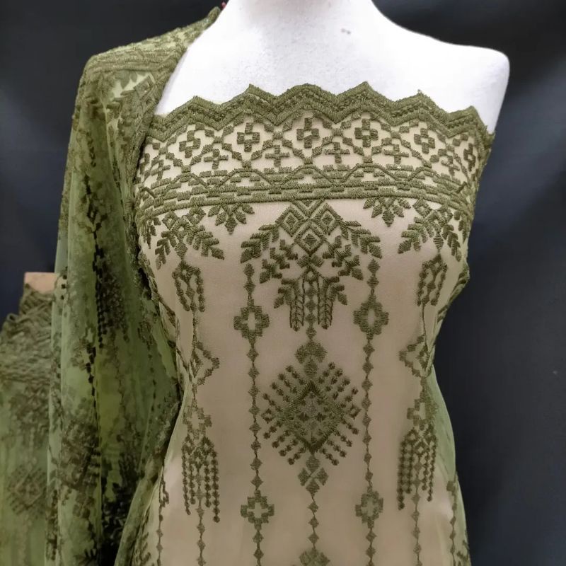 Bahan Kebaya Tulle Embroidery Ethnic Sapto Sumba (harga per setengah meter)