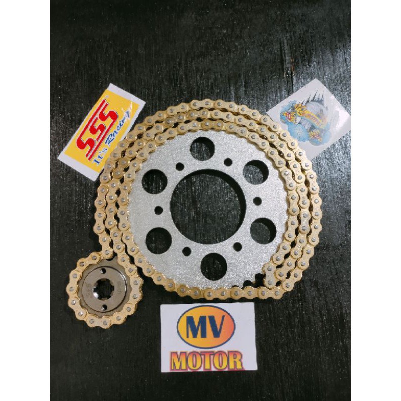 Gir/Gear SSS 415 Kawasaki Ninja R dan Ninja RR Rantai 415 Gold Gir Set 415 Tipis