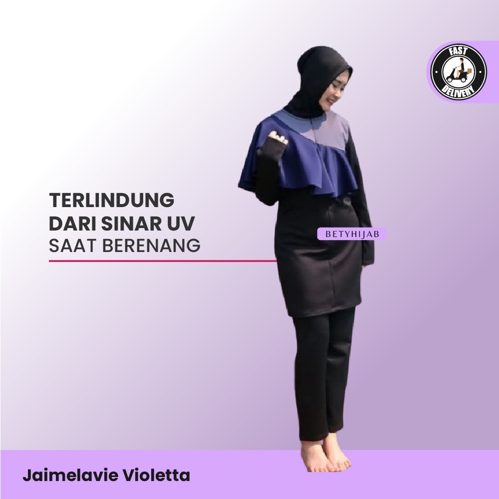 Atasan Swimming Suit Baju Renang Wanita Muslim Jaimelavie Violetta Bahan Scuba Premium - Bety Hijab