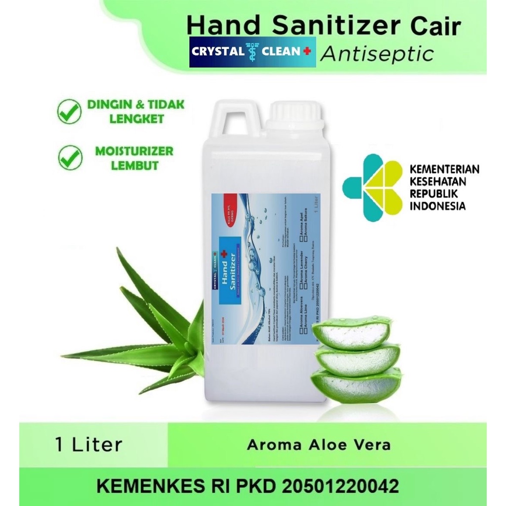 hand sanitizer 1 liter cair (bukan gel) Crystal Clean Kemenkes