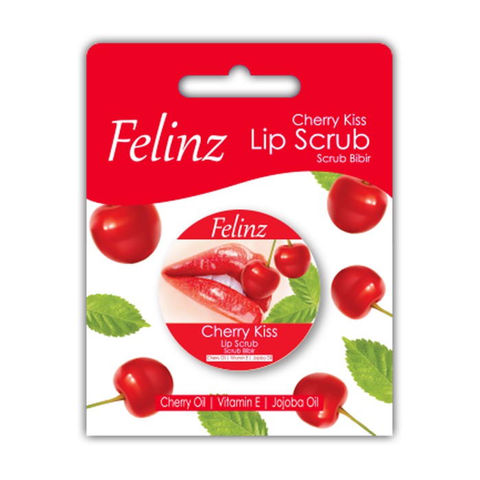 FELINZ LIP SCRUB CHERRY KISS ORIGINAL BPOM - LIP SCRUB FELINZ