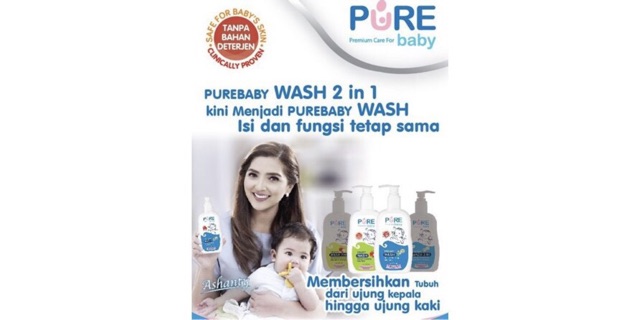 PURE BABY / BB WASH 230ml - Sabun Mandi Cair Bayi / Anak 230 ml / 2 IN 1