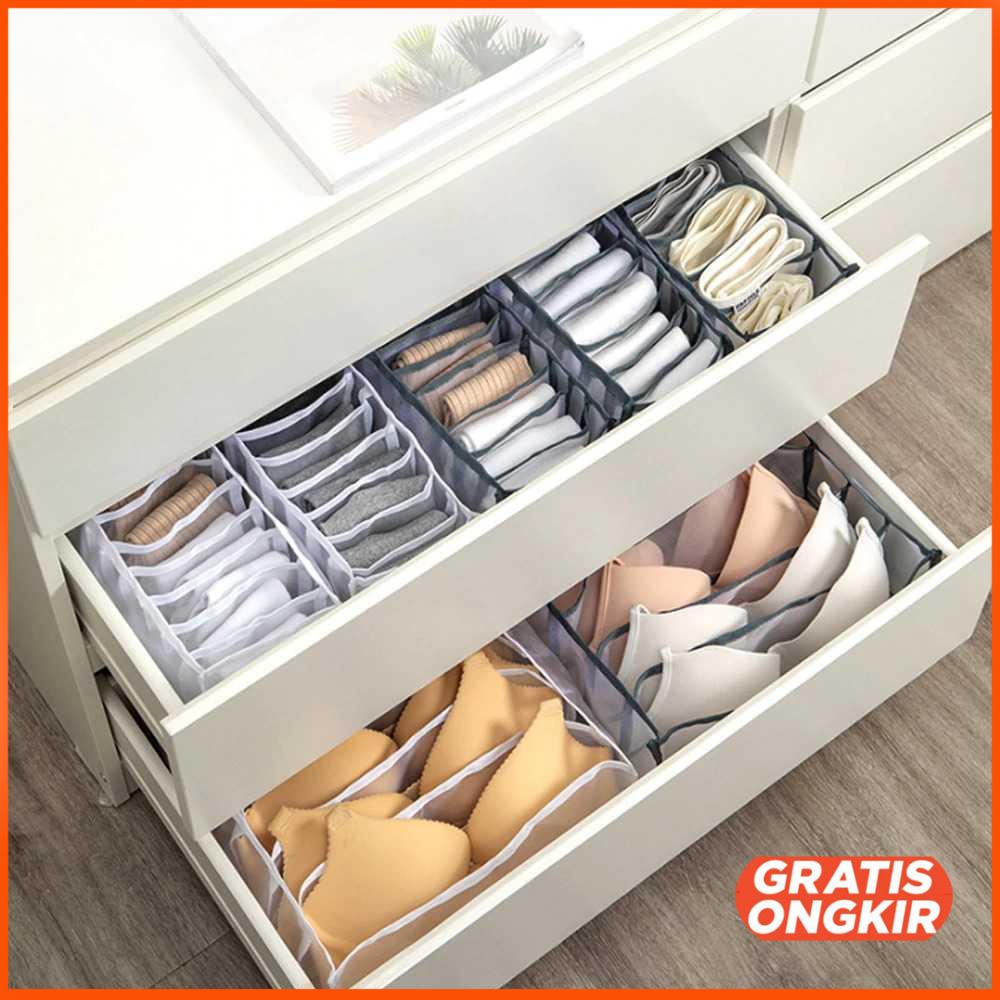 Kotak Sekat Pakaian Closet Organizer Storage Box - M1467 6 grid