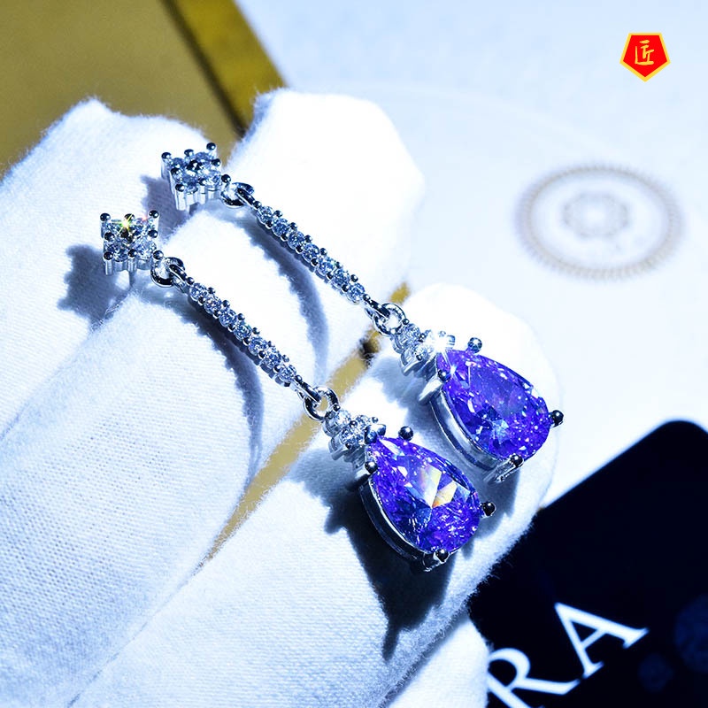 [Ready Stock]Elegant Natural Amethyst Stud Earrings