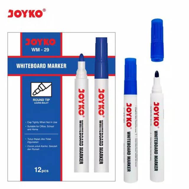 

Whiteboard Marker / Spidol Papan Putih Joyko WM-29 Warna Biru (per-PCS)