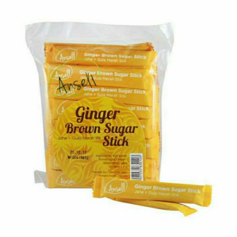 

ANSELL Ginger Brown Sugar Stick 60 Sachet - Gula Jahe stik