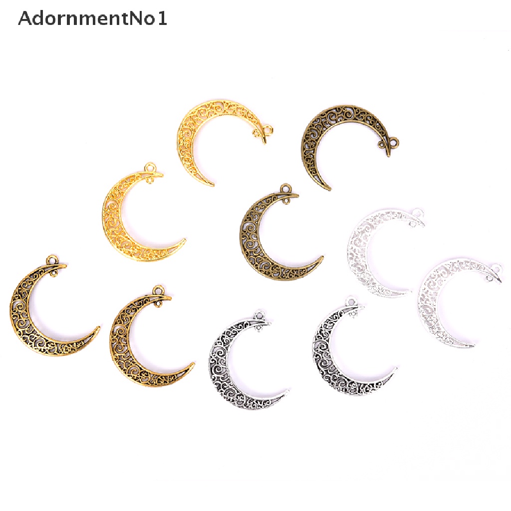 (AdornmentNo1) 10pcs / Set Liontin Antik Bentuk Bulan Sabit Bahan Alloy Untuk DIY Perhiasan