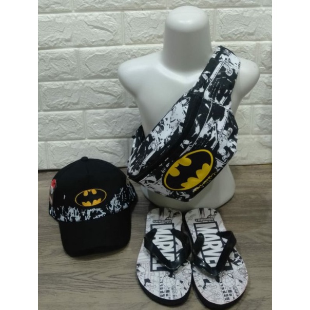 PAKET HEMAT 3IN1 AVENGER WAISTBAG/TOPI BORDIR/SENDAL