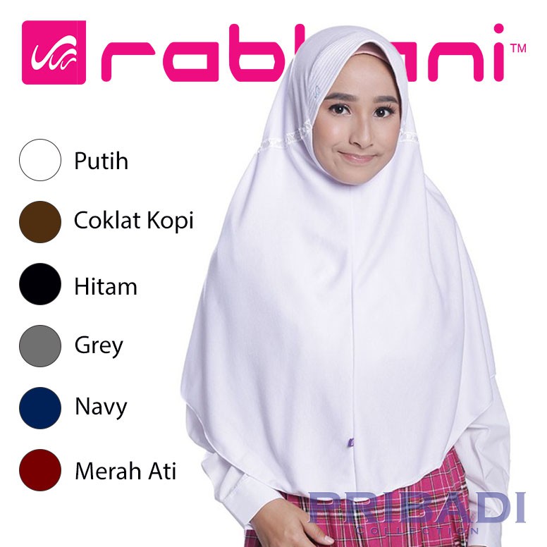 Kerudung Sekolah Rabbani Innova Original Hijab Jilbab Instant Putih Coklat Hitam Grey Navy Merah Ati