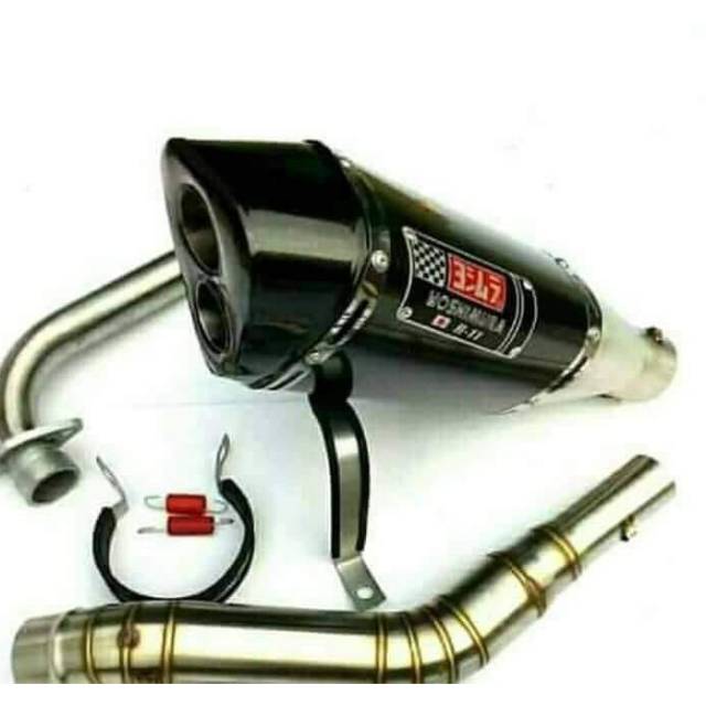 Knalpot racing yoshimura dua lubang .buat motor . Vixion new /vixion old/Cb150 /cbr 150/r15/