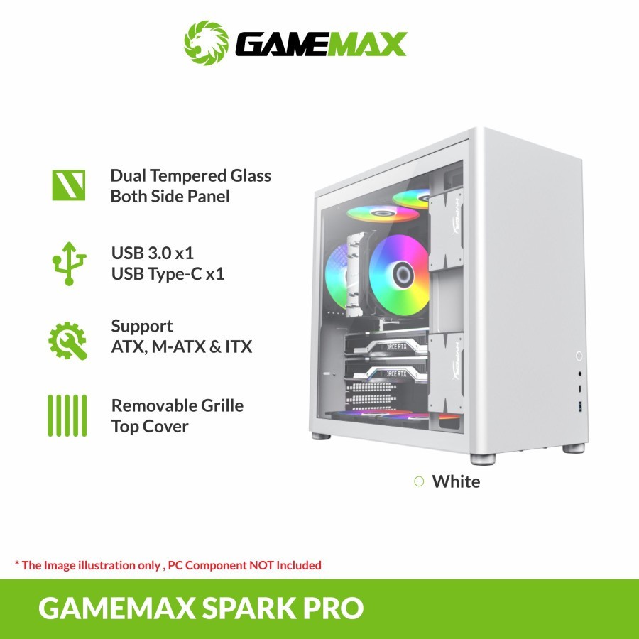 PC Case Gaming Gamemax Spark Pro White ATX