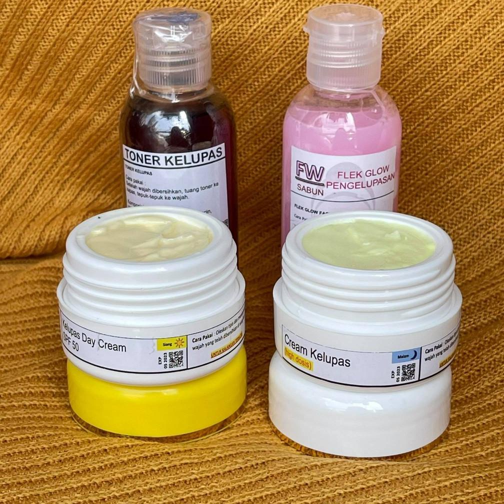 Paket Lengkap Kelupas / Sabun Pink / Cream Siang Malam / Toner Kelupas