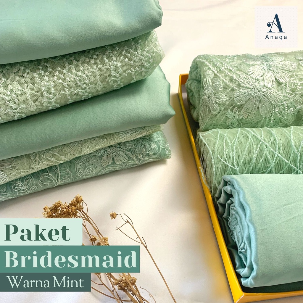 Paket Kain BRIDESMAID PREMIUM // Lamaran // Seragaman Keluarga // Wisuda Lengkap Satin Kebaya Brokat Warna Mint