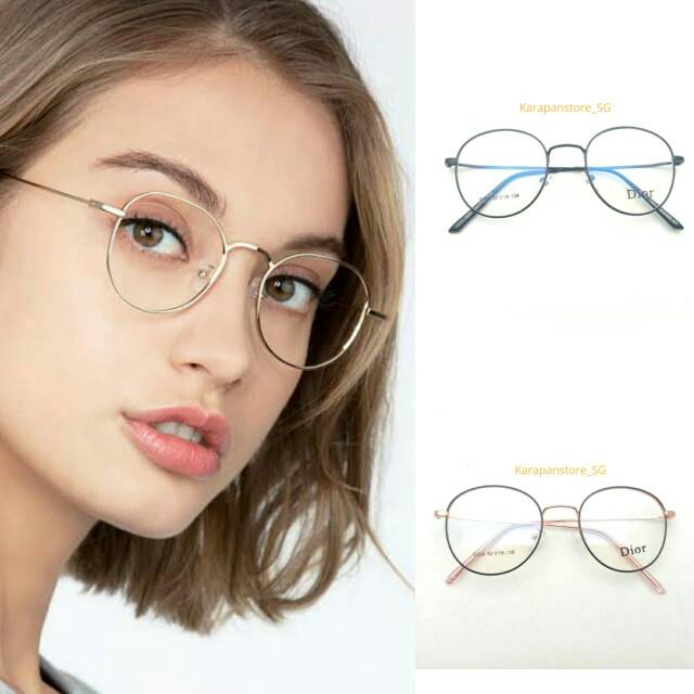 Frame Kacamata Bulat FR-6324 Paket Lensa Minus Anti Radiasi, Kacamata, Kacamata Wanita / Pria