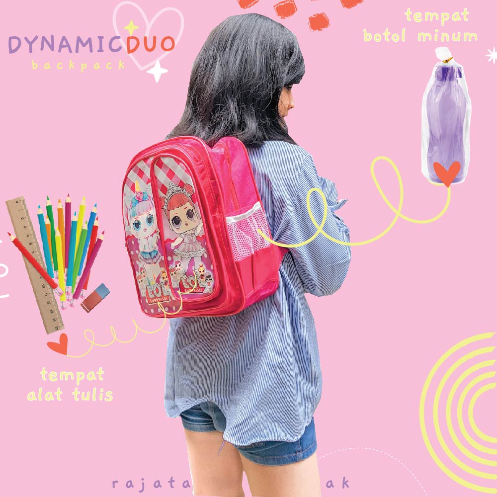 Tas Ransel Anak Perempuan Karakter - Dynamic Two.RTM - PINK + BOTOL